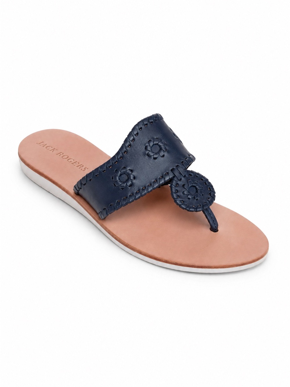 Jack Rogers Boating Jacks Leather Flip Flop Sandals Black Size 9